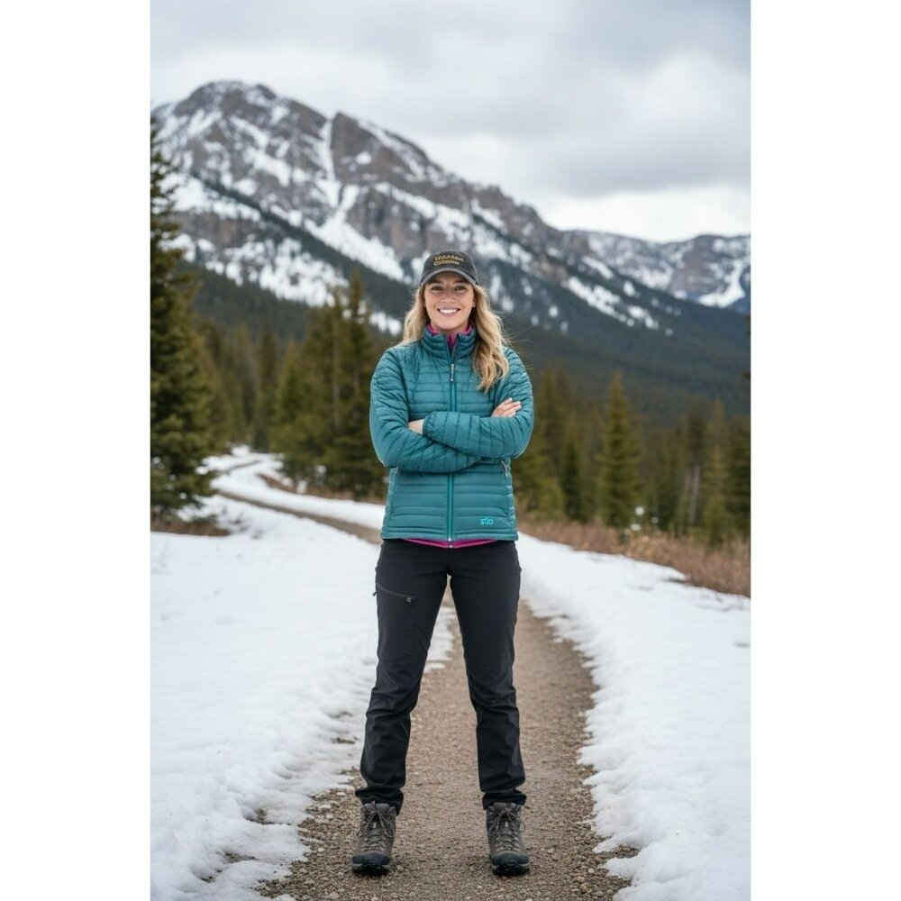$249 Stio PINION 800 Down Sweater Fullzip Women's Med Hillside Spruce Green - Picture 3 of 16